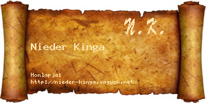 Nieder Kinga névjegykártya